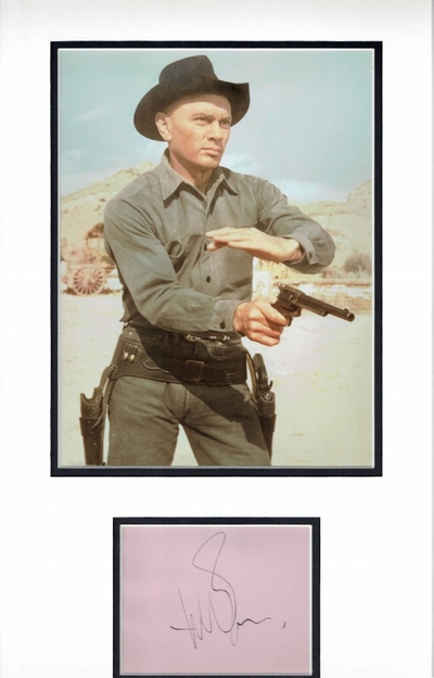Yul Brynner signed album page