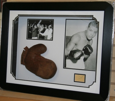 Joe Louis signed display