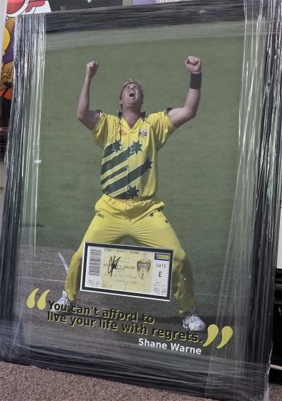 Shane Warne signed ticket